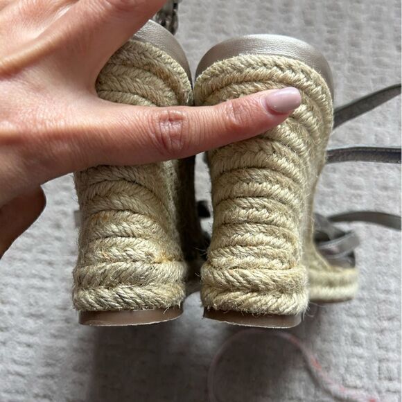 Cole Haan Sandals Meadow Strap Wedge II Metallic Strappy Spadrilles - Picture 7 of 10